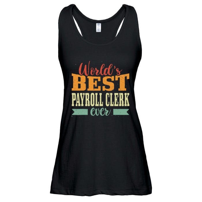 Retro Motif Worlds Best Payroll Clerk Ladies Essential Flowy Tank