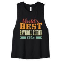 Retro Motif Worlds Best Payroll Clerk Women's Racerback Cropped Tank