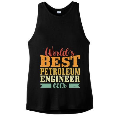 Retro Motif Worlds Best Petroleum Engineer Ladies PosiCharge Tri-Blend Wicking Tank