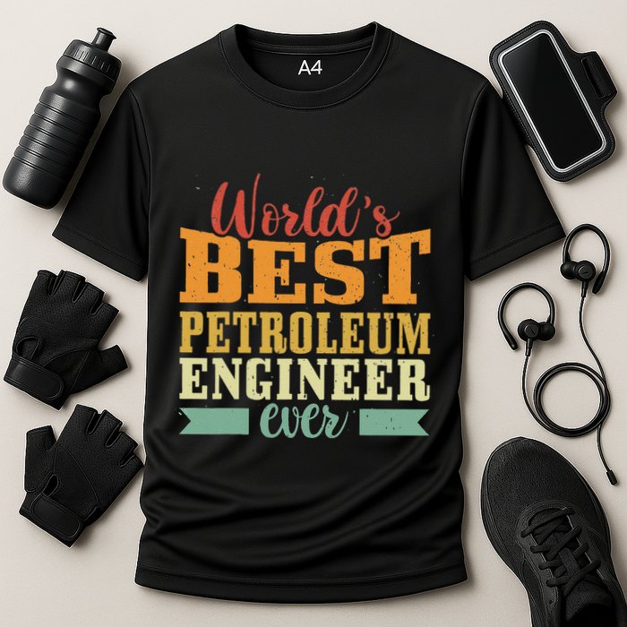 Retro Motif Worlds Best Petroleum Engineer Cooling Performance Crew T-Shirt