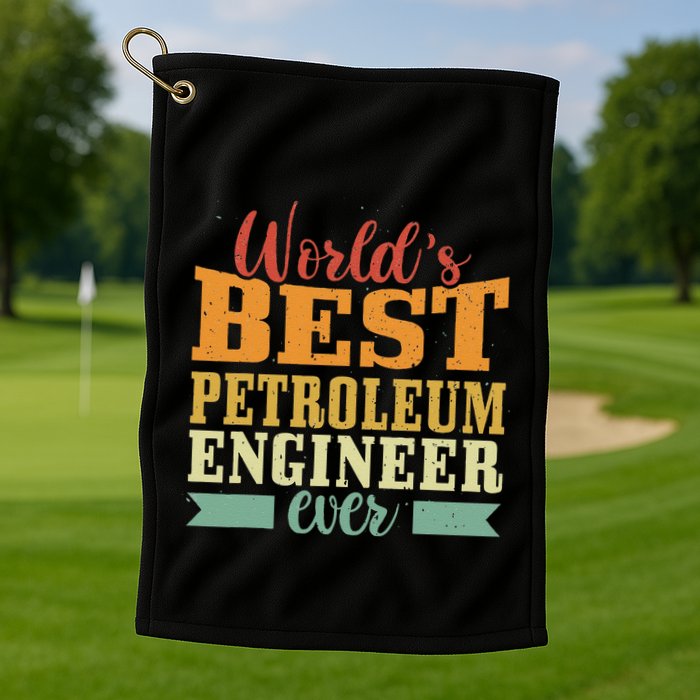 Retro Motif Worlds Best Petroleum Engineer Golf Towel