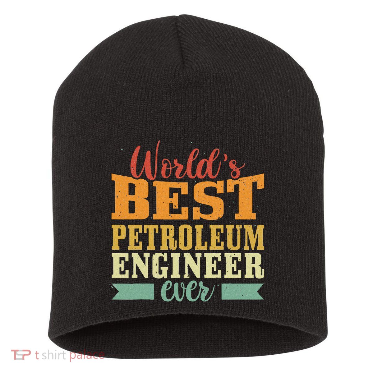 Retro Motif Worlds Best Petroleum Engineer Short Acrylic Beanie