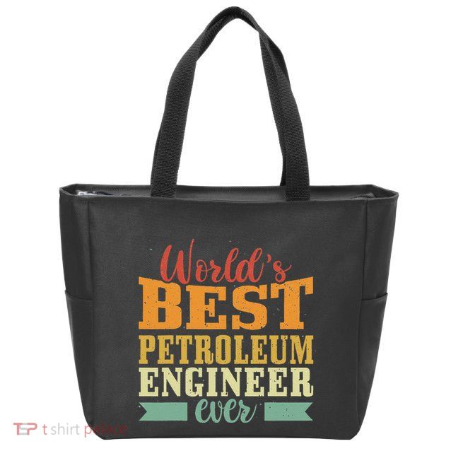 Retro Motif Worlds Best Petroleum Engineer Zip Tote Bag