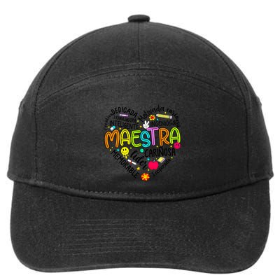Retro Maestra Word Teacher Heart 7-Panel Snapback Hat
