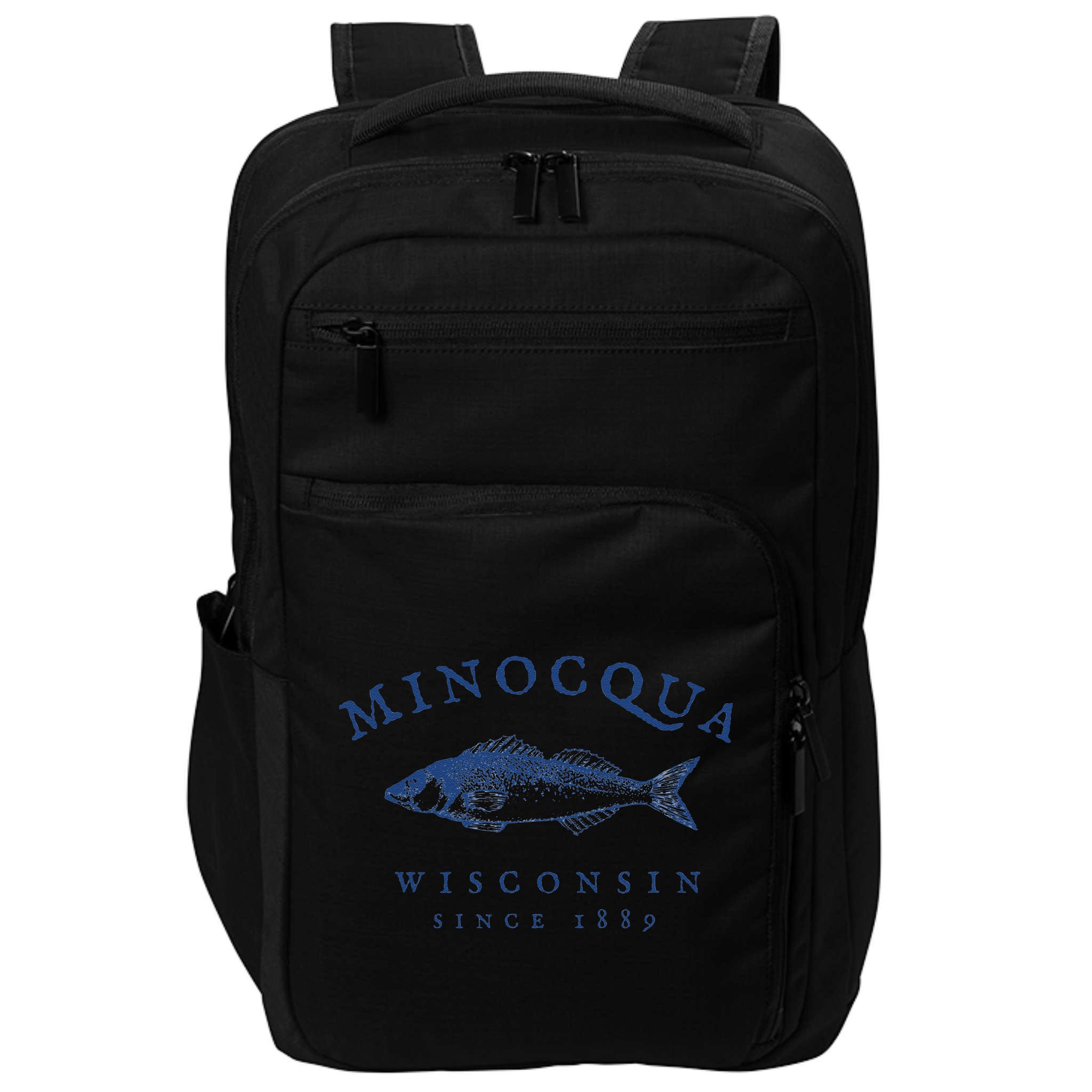 Retro Minocqua Wisconsin Fishing Impact Tech Backpack