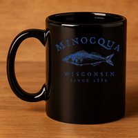 Retro Minocqua Wisconsin Fishing 11oz C Handle Ceramic Mug