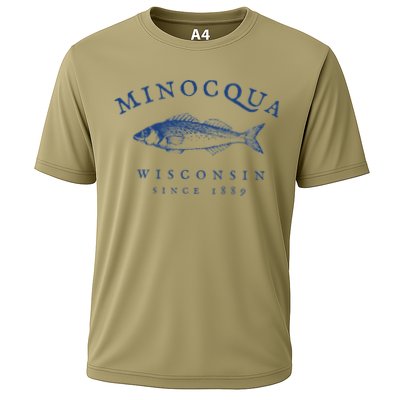 Retro Minocqua Wisconsin Fishing Cooling Performance Crew T-Shirt