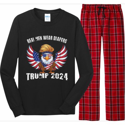 Real M.E.N Wear Diapers Trump 2024 Meme Long Sleeve Pajama Set