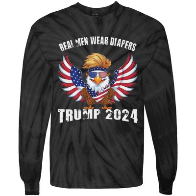 Real M.E.N Wear Diapers Trump 2024 Meme Tie-Dye Long Sleeve Shirt