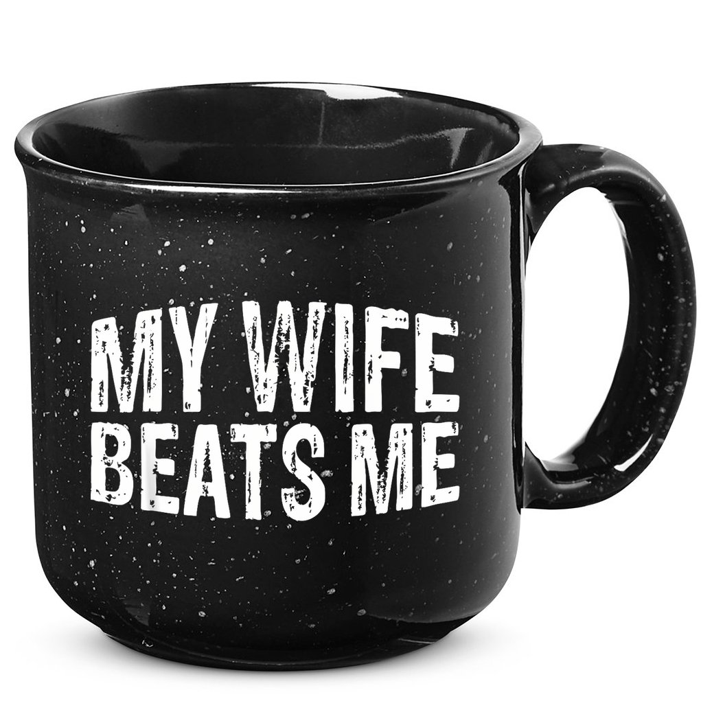 Retro My Wife Beats Me Husband Vintage Funny 15oz Campfire Ceramic Mug