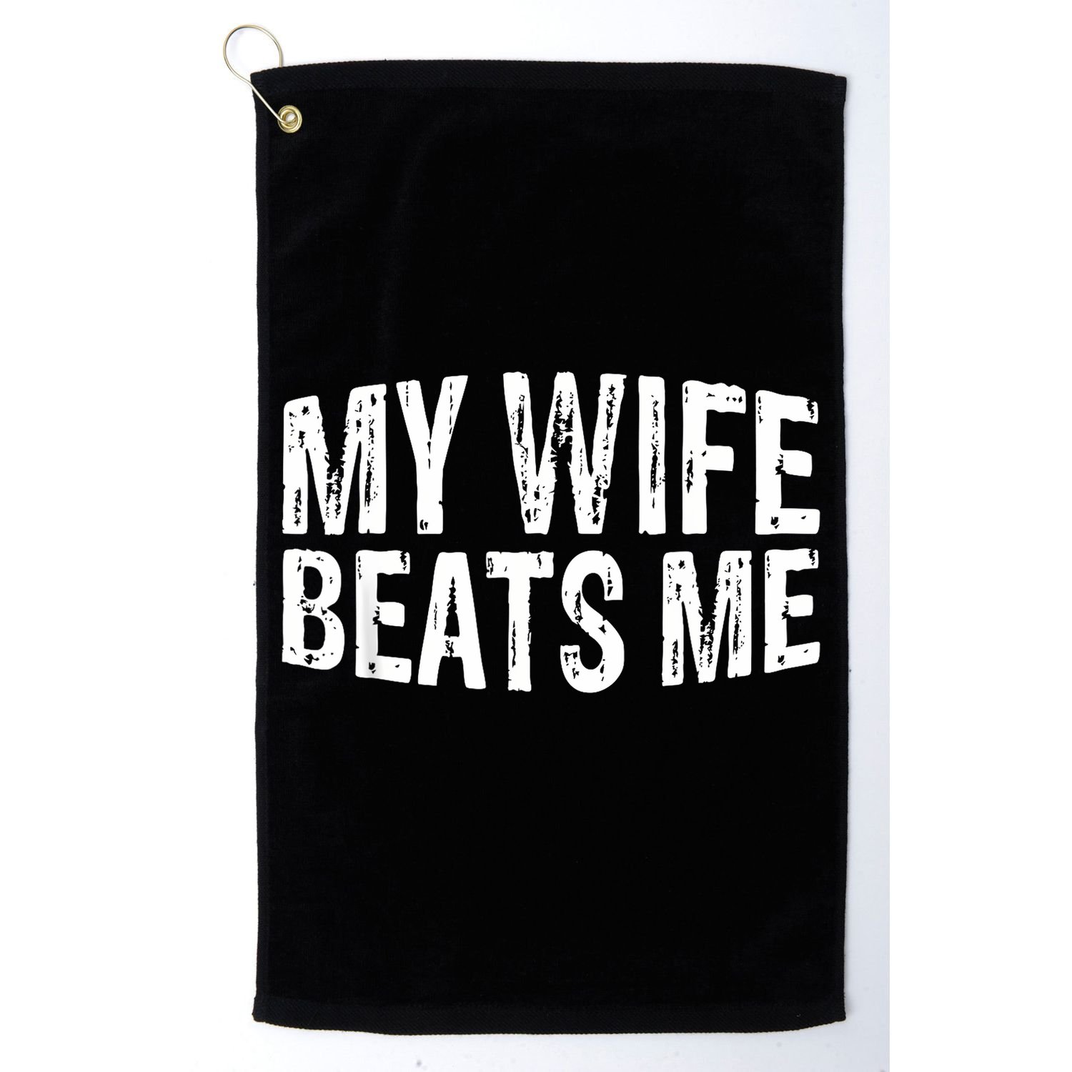 Retro My Wife Beats Me Husband Vintage Funny Golf Towel