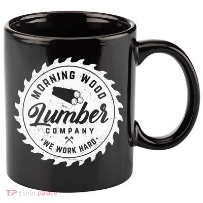 Retro Morning Wood Lumber Company Camping Woodman 11oz C Handle Ceramic Mug