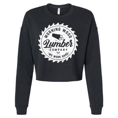 Retro Morning Wood Lumber Company Camping Woodman Cropped Pullover Crew