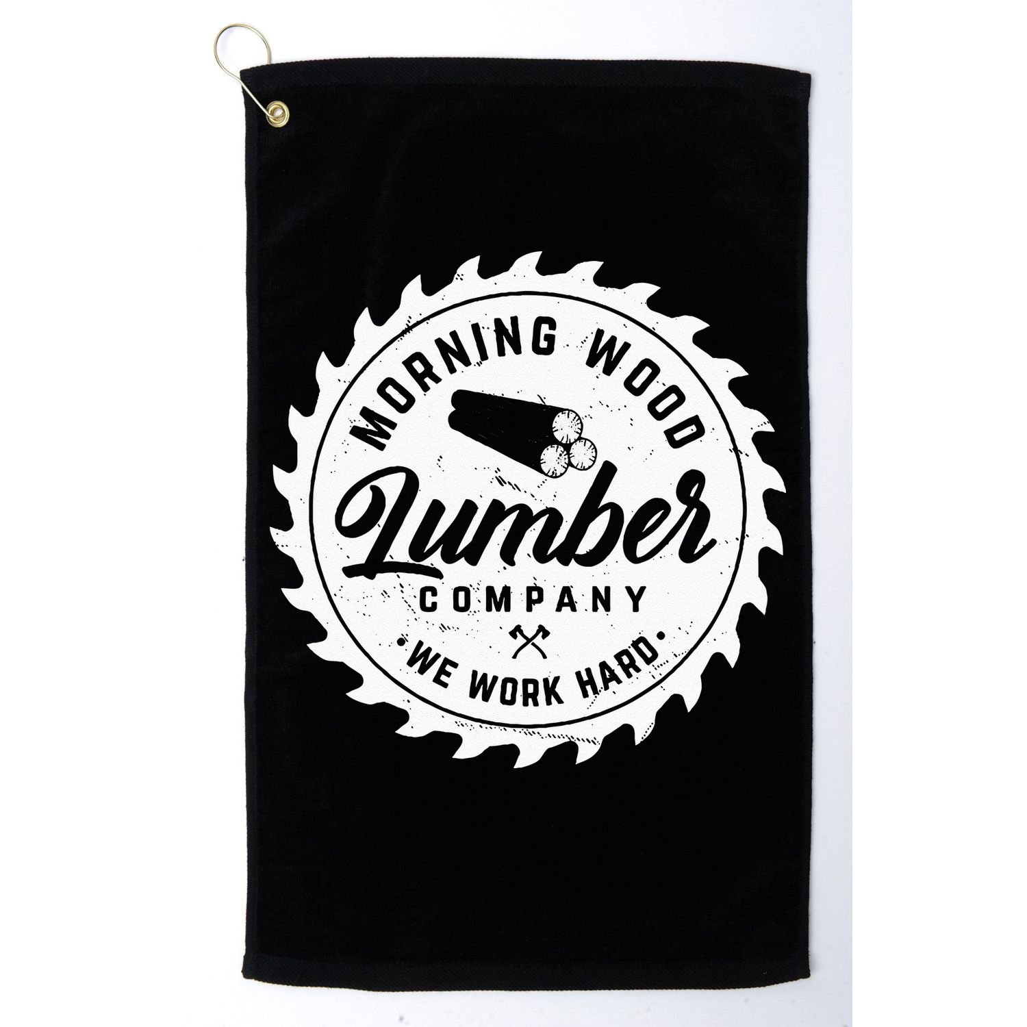Retro Morning Wood Lumber Company Camping Woodman Golf Towel
