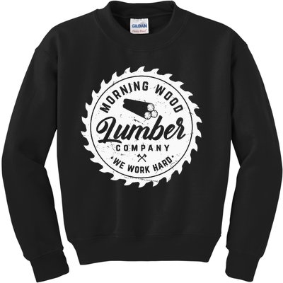 Retro Morning Wood Lumber Company Camping Woodman Kids Sweatshirt