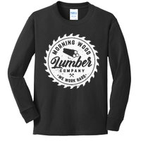 Retro Morning Wood Lumber Company Camping Woodman Kids Long Sleeve Shirt