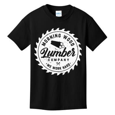 Retro Morning Wood Lumber Company Camping Woodman Kids T-Shirt