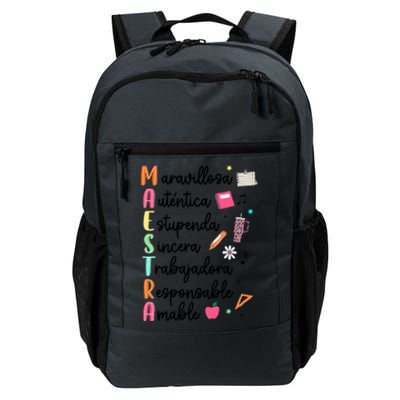 Retro Maestra Word Teach Love Inspire Spanish Teacher Daily Commute Backpack