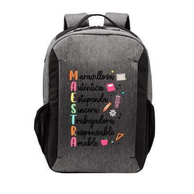 Retro Maestra Word Teach Love Inspire Spanish Teacher Vector Backpack