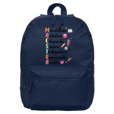 Retro Maestra Word Teach Love Inspire Spanish Teacher 16 in Basic Backpack