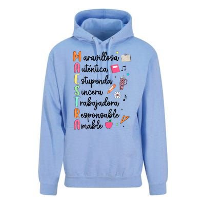 Retro Maestra Word Teach Love Inspire Spanish Teacher Unisex Surf Hoodie