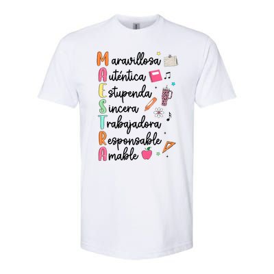 Retro Maestra Word Teach Love Inspire Spanish Teacher Softstyle® CVC T-Shirt