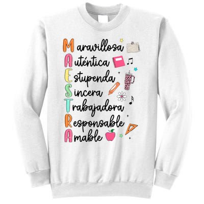 Retro Maestra Word Teach Love Inspire Spanish Teacher Sweatshirt