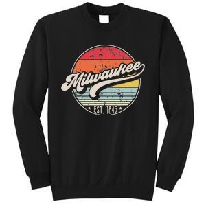 Retro Milwaukee Wi Home City 70s Style Sunset Gift Sweatshirt