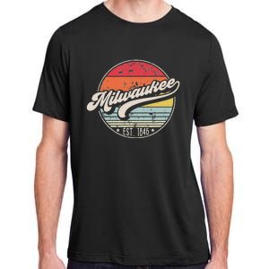 Retro Milwaukee Wi Home City 70s Style Sunset Gift Adult ChromaSoft Performance T-Shirt