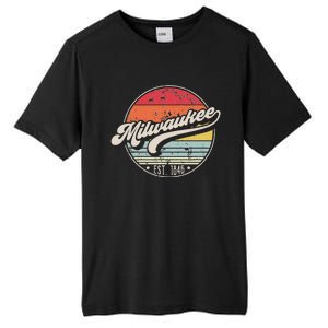 Retro Milwaukee Wi Home City 70s Style Sunset Gift Tall Fusion ChromaSoft Performance T-Shirt