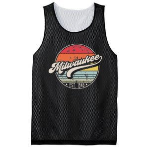 Retro Milwaukee Wi Home City 70s Style Sunset Gift Mesh Reversible Basketball Jersey Tank