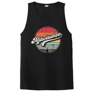 Retro Milwaukee Wi Home City 70s Style Sunset Gift PosiCharge Competitor Tank