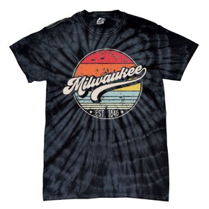 Retro Milwaukee Wi Home City 70s Style Sunset Gift Tie-Dye T-Shirt