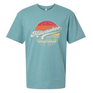 Retro Milwaukee Wi Home City 70s Style Sunset Gift Sueded Cloud Jersey T-Shirt