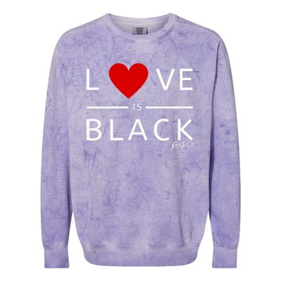 Rashad Mooreman Wearing Love Is Black Colorblast Crewneck Sweatshirt