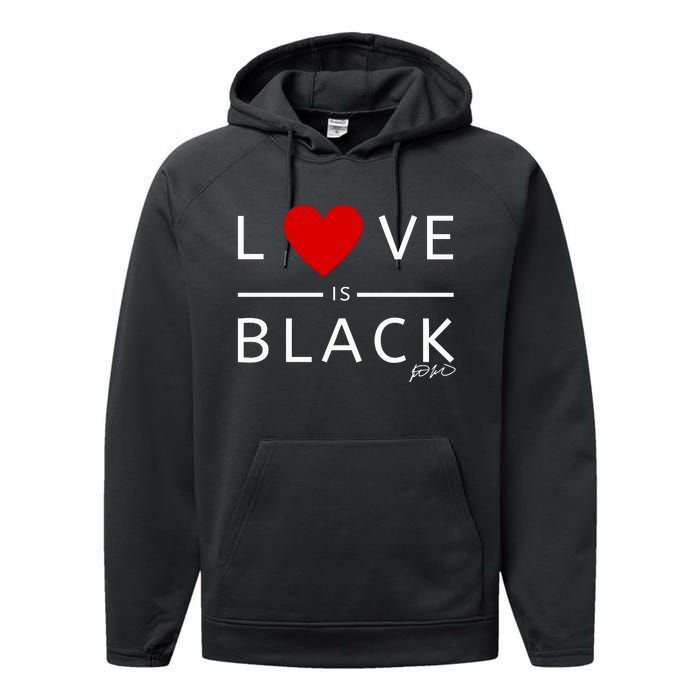 Rashad Mooreman Wearing Love Is Black Performance Fleece Hoodie