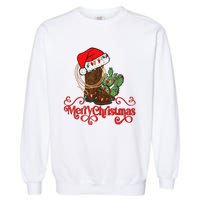 Retro Merry Xmas Santa Hat Cowboy Boots Western Christmas Garment-Dyed Sweatshirt