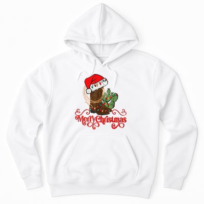 Retro Merry Xmas Santa Hat Cowboy Boots Western Christmas Hoodie