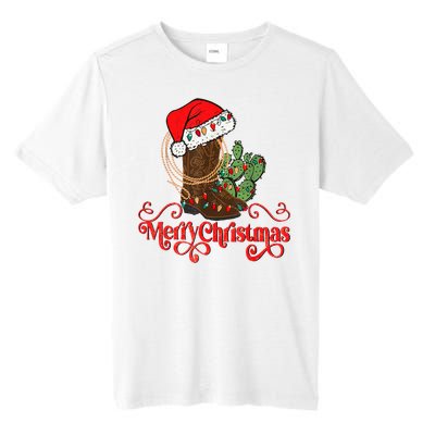 Retro Merry Xmas Santa Hat Cowboy Boots Western Christmas Tall Fusion ChromaSoft Performance T-Shirt