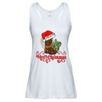 Retro Merry Xmas Santa Hat Cowboy Boots Western Christmas Ladies Essential Flowy Tank