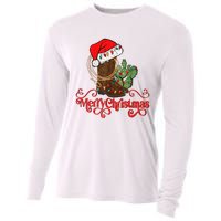 Retro Merry Xmas Santa Hat Cowboy Boots Western Christmas Cooling Performance Long Sleeve Crew