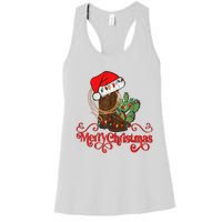 Retro Merry Xmas Santa Hat Cowboy Boots Western Christmas Women's Racerback Tank