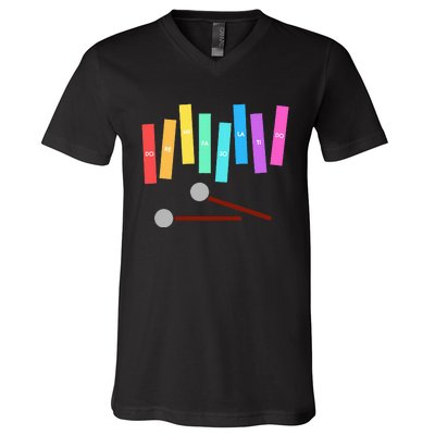 Rainbow Music Xylophone V-Neck T-Shirt