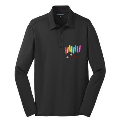 Rainbow Music Xylophone Silk Touch Performance Long Sleeve Polo