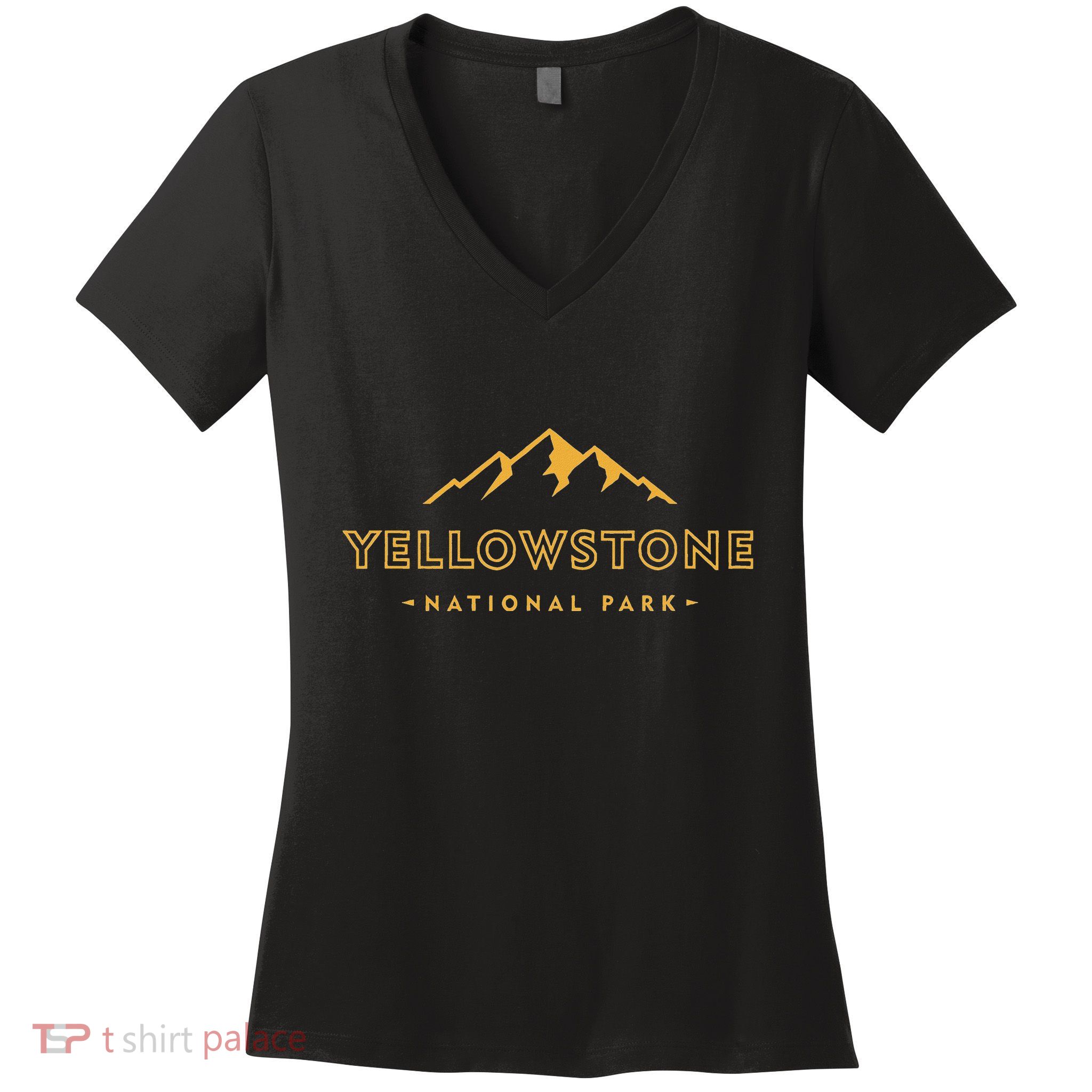 Retro Mountain Yellowstone National Park Hiking Souvenir Women's V-Neck T-Shirt