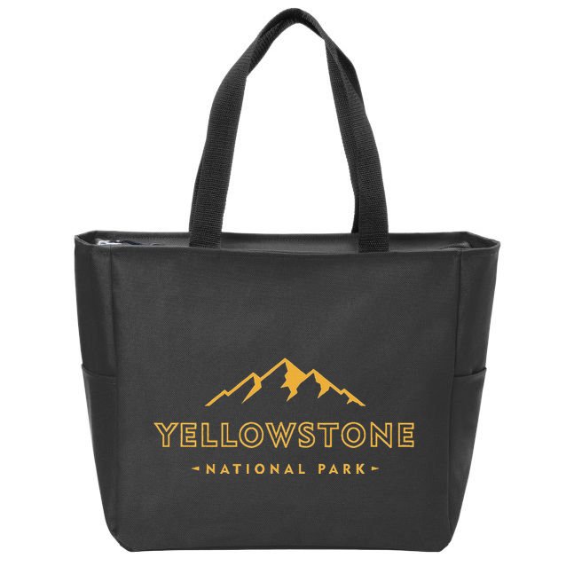 Retro Mountain Yellowstone National Park Hiking Souvenir Zip Tote Bag