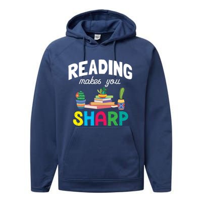 Reading Makes You Sharp Bookish Book Reader Read A Book Day Cute Gift Performance Fleece Hoodie