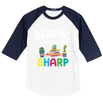 Reading Makes You Sharp Bookish Book Reader Read A Book Day Cute Gift Baseball Sleeve Shirt