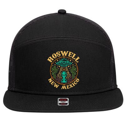 Roswell NM 1947 Funny Roswell Aviation Gifts New Mexico 51 7 Panel Mesh Trucker Snapback Hat