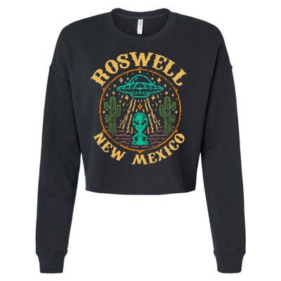Roswell NM 1947 Funny Roswell Aviation Gifts New Mexico 51 Cropped Pullover Crew